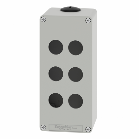 Boite métal vide grise - M25 x2 - 6 trous 22 mm - 80x175x77 mm