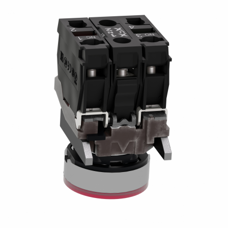 Harmony XB4 - poussoir lumineux LED - 1F+1O - rouge - Ø22 - 24VACDC