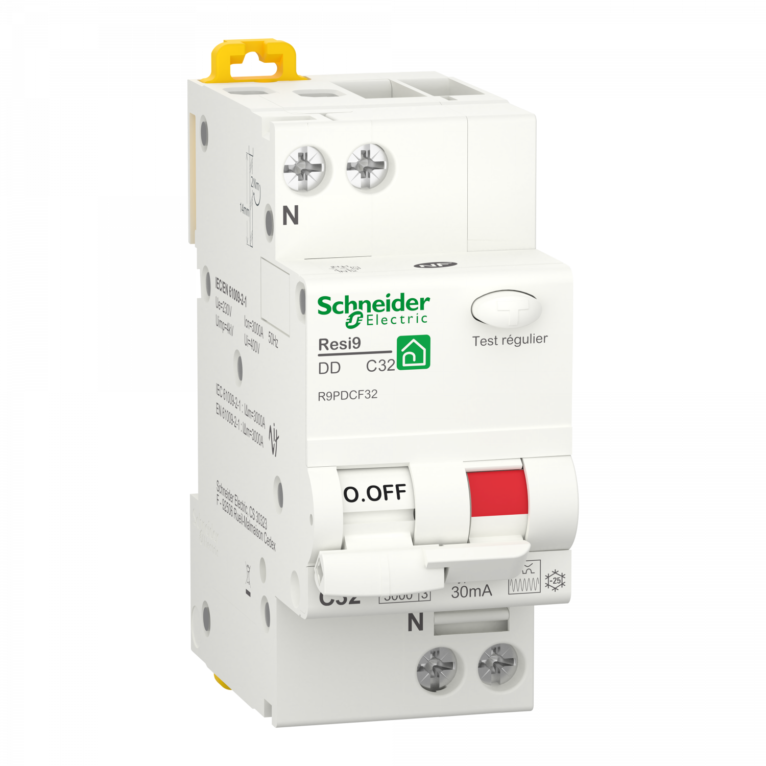 Resi9 - disjoncteur différentiel - 1P+N - 32A - 30mA - courbe C - type Fsi